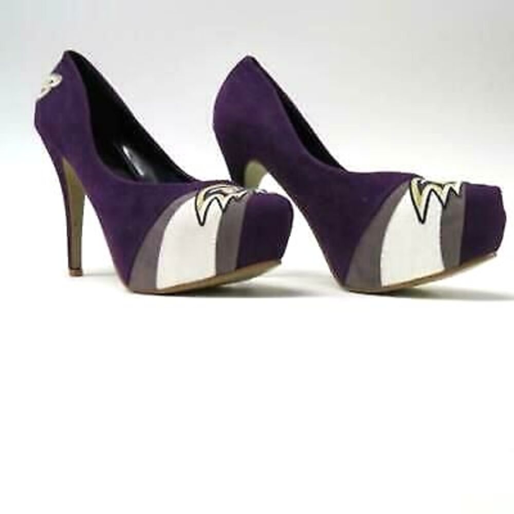 Herstar Baltimore Ravens Womens Purple Suede Plaform Pumps Size 7